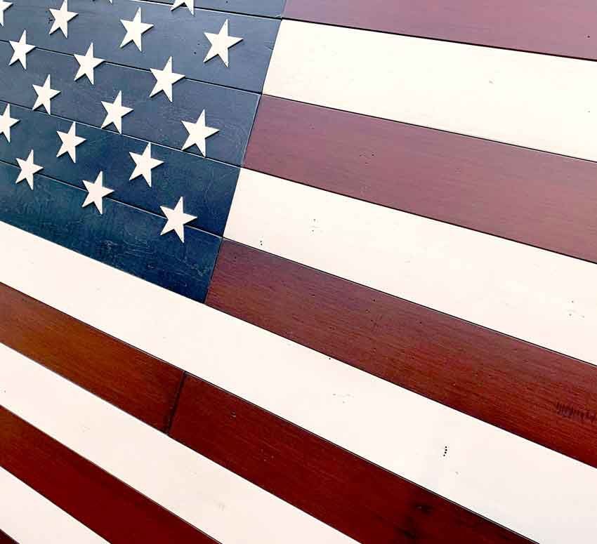 American flag made of wood