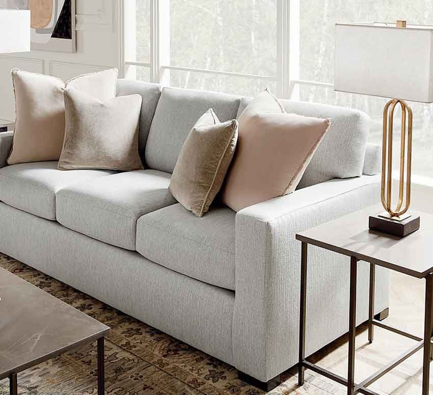 Upholstered sofa in living room