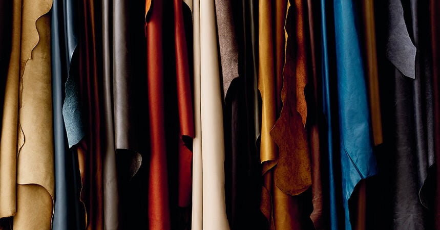 Leather hide in an assortment of colors