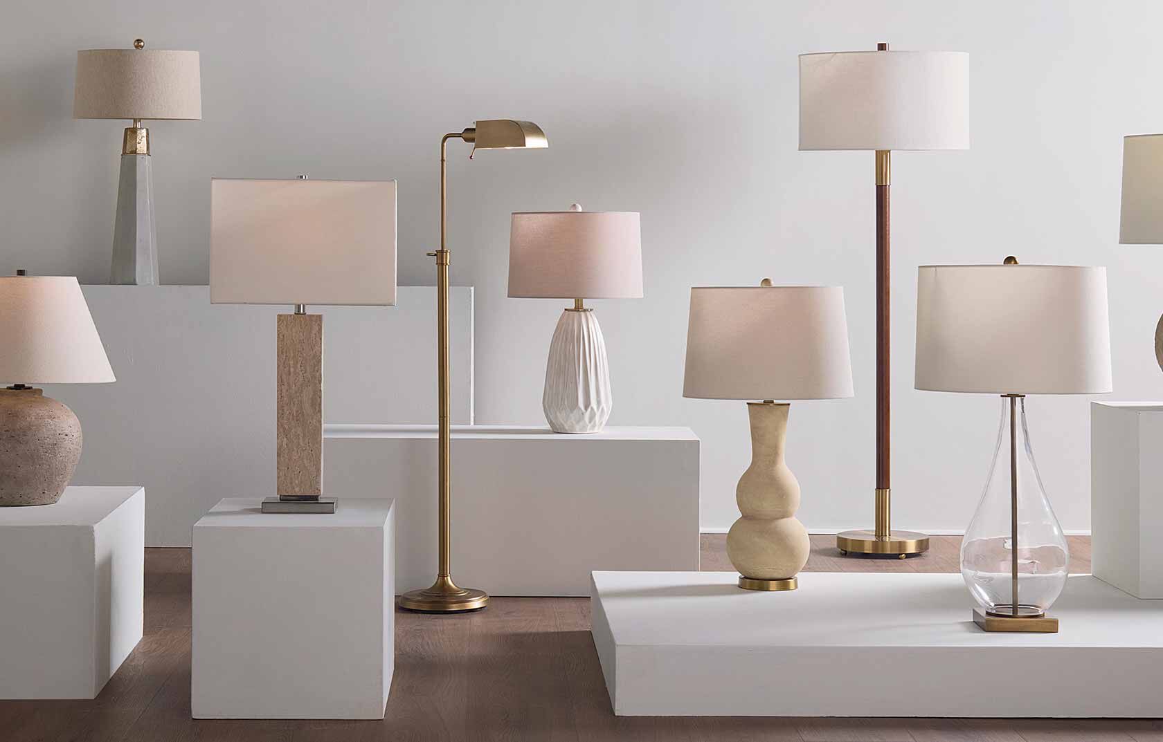 Display of various styled lamps