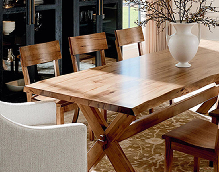 Live Edge dining room table with chairs