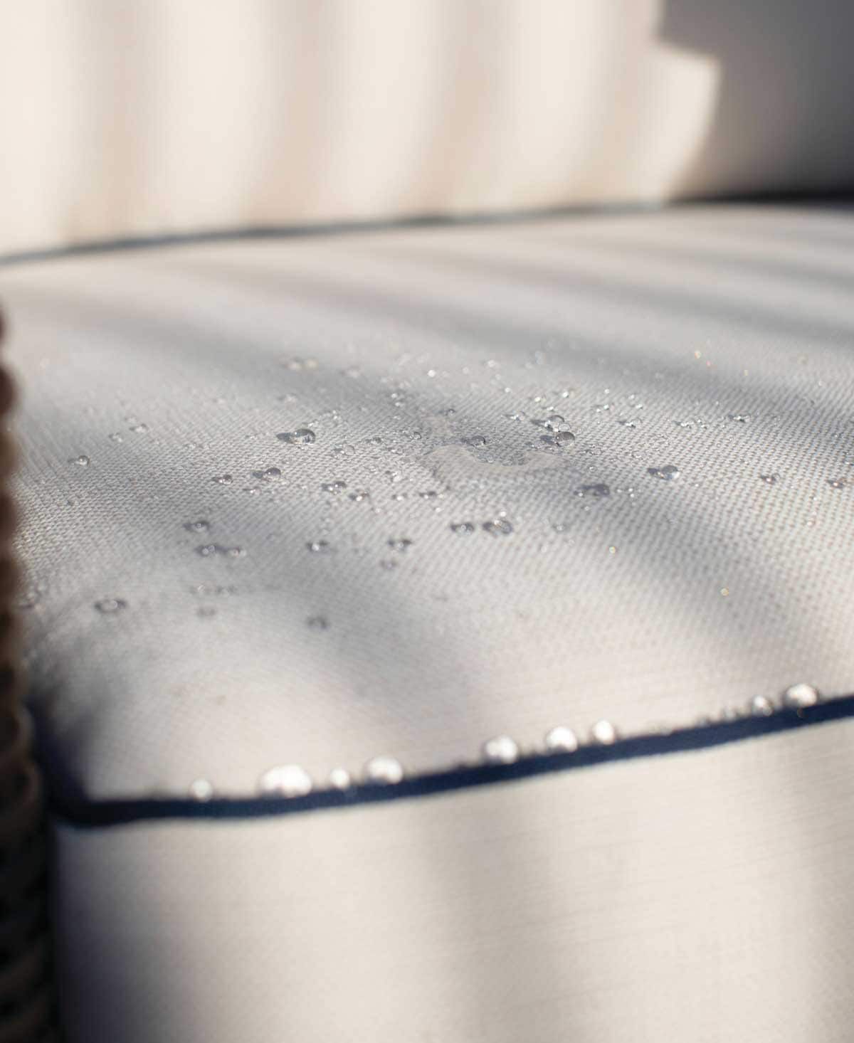 water droplets on a couch cushion, not soaking in
