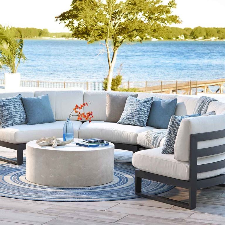 Outdoor sectional on waterfront patio