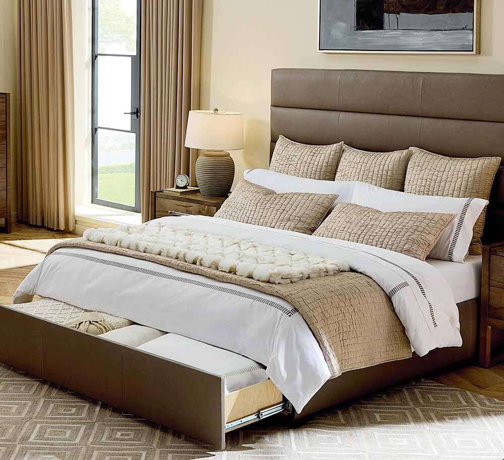 Complete bed with storage footboard