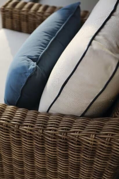 cushions on a wicker chair