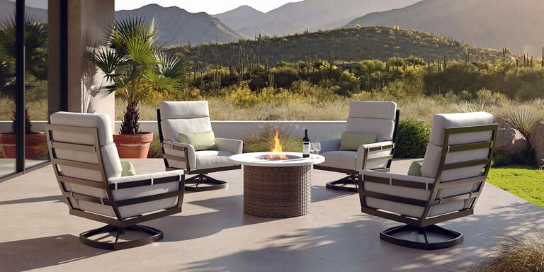 Curved Bonavista Sectional in front of ocean