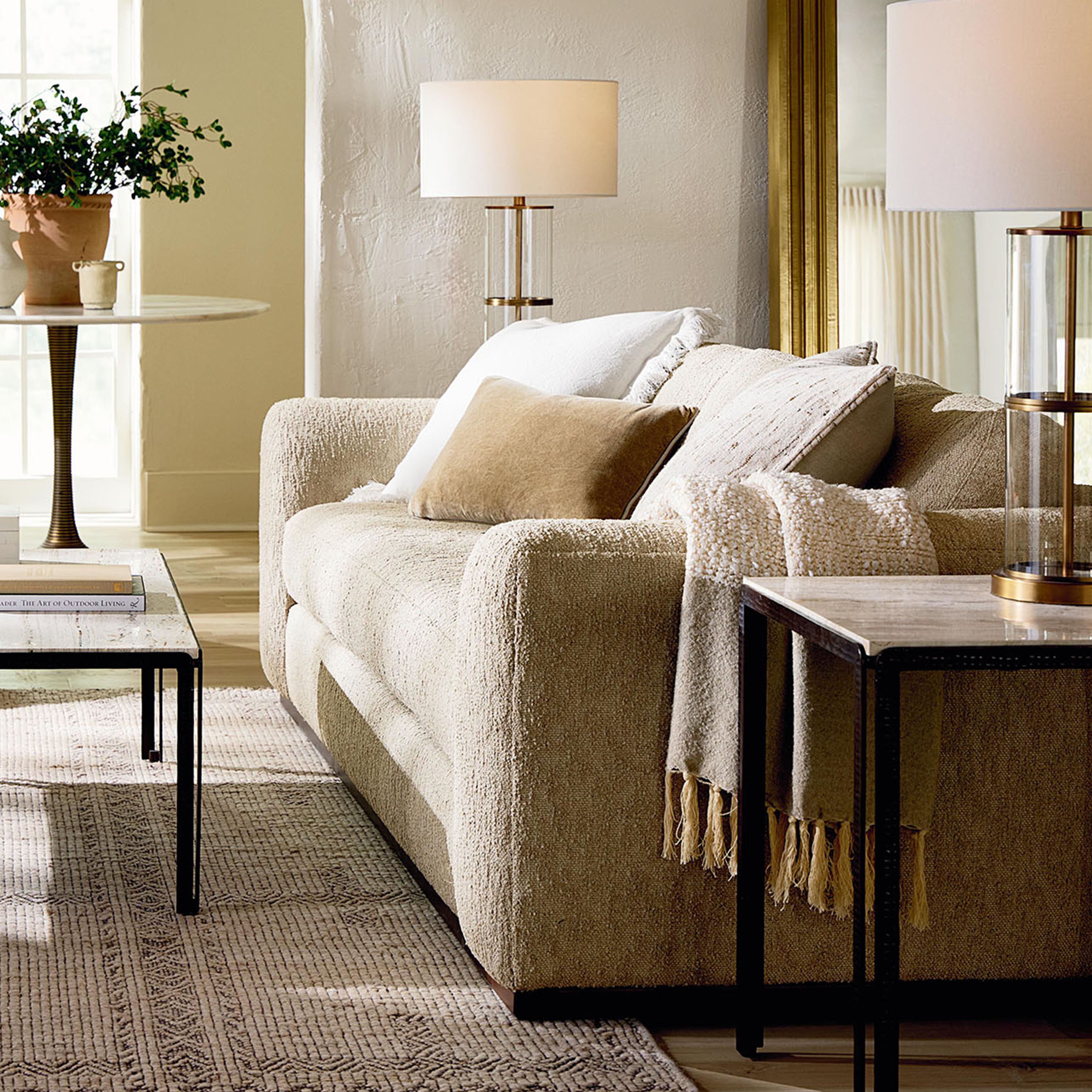 Beige sofa in living room