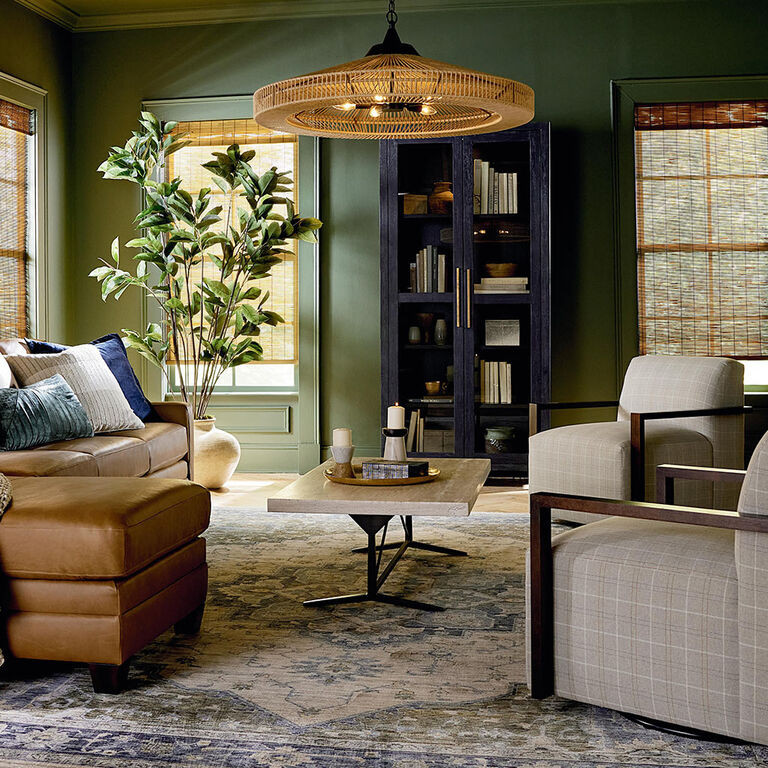 Leather Carolina Sectional & Creswell Swivel Chairs