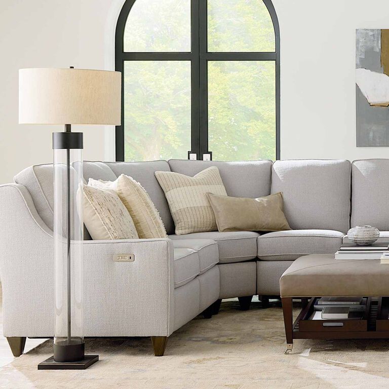 Displayed array of mirrors, lamps, rugs and accent pillows