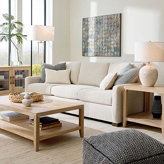 Beige sofa in living room