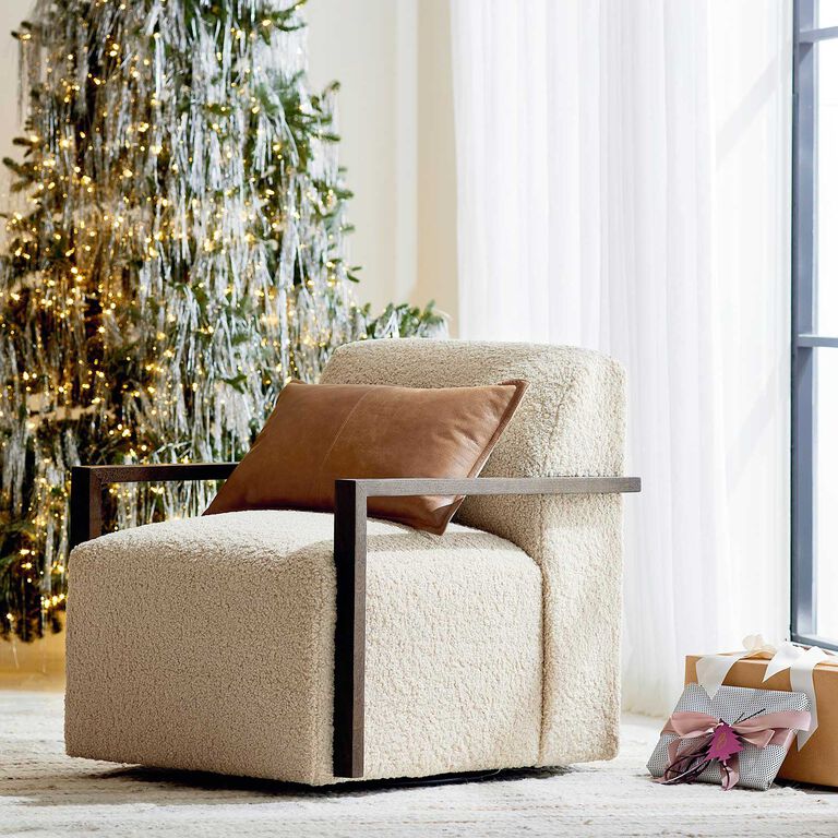 Swivel accent chair with Christmas tree