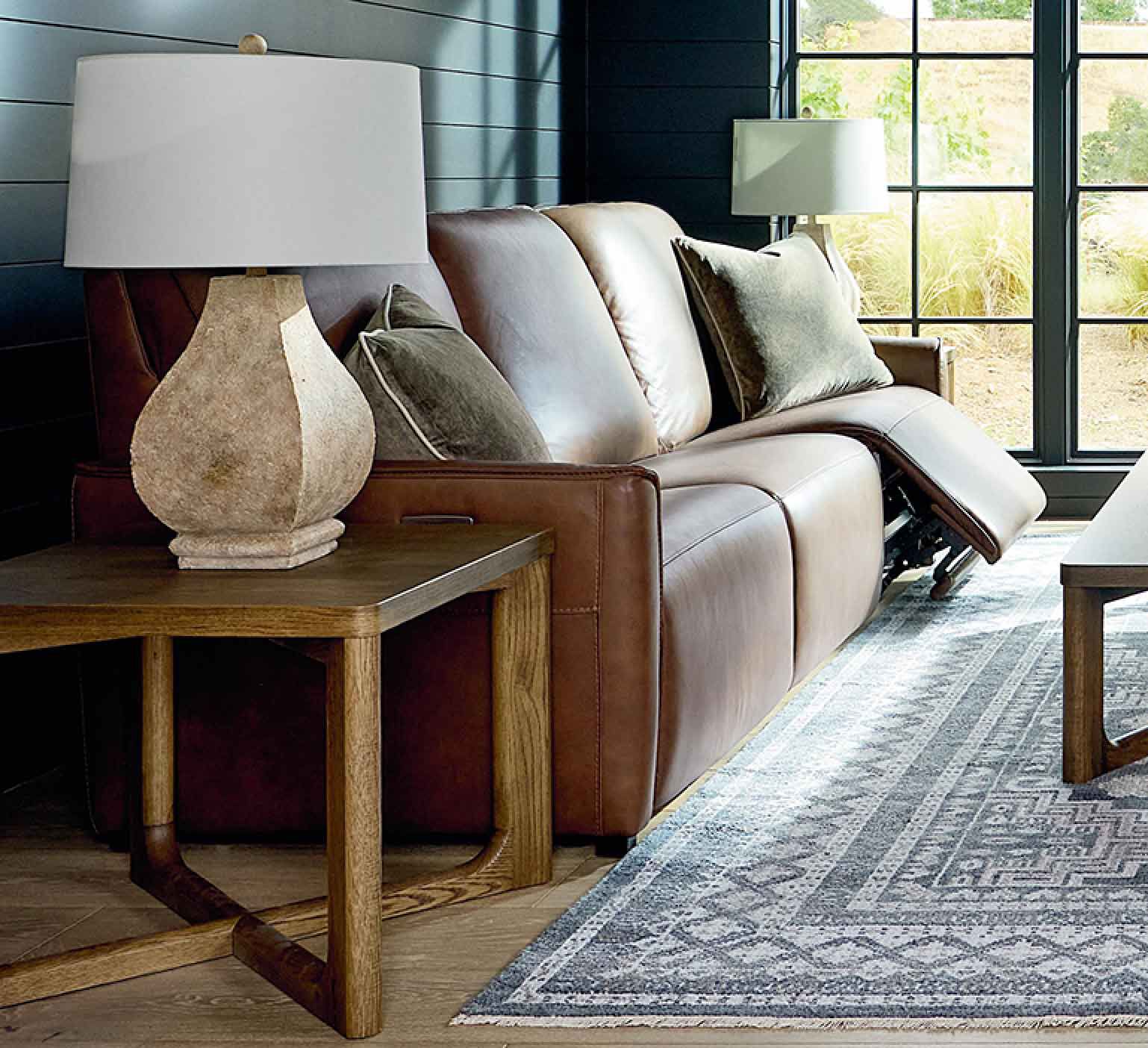 Reclining leather sofa