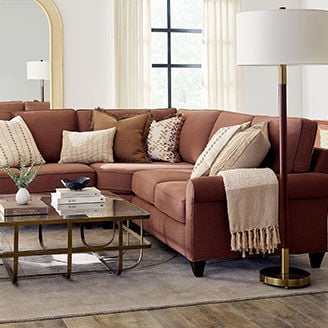 Brown sectional in living room