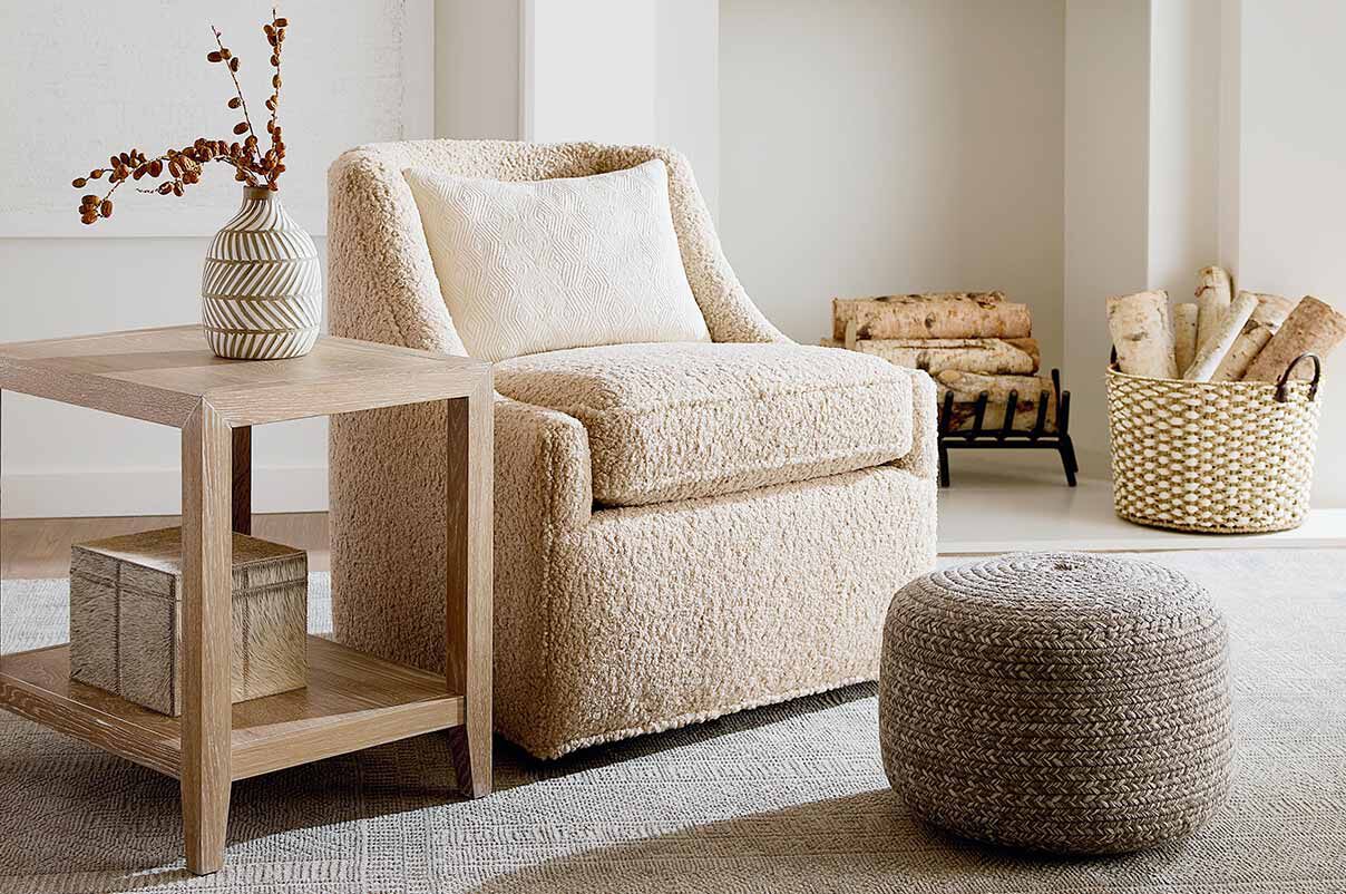 Accent chair with side table and ottoman