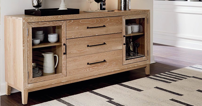 Buffet with outlet drawers and cabinets