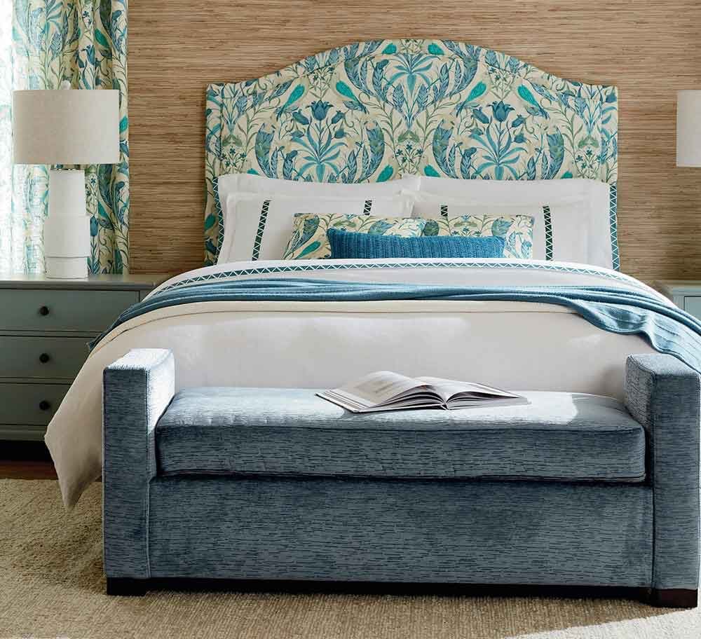 Complete bed with floral headboard