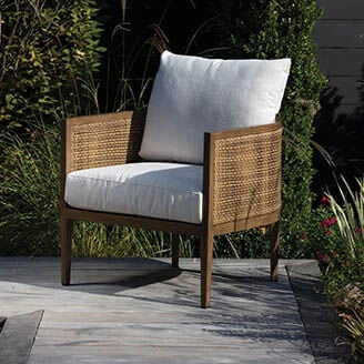 White and brown accent chair