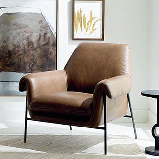Brown leather accent chair