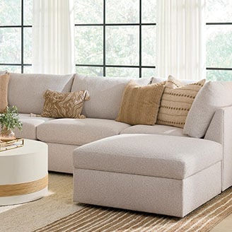 Brown sectional in living room