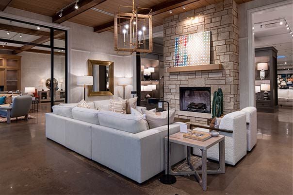 Retail store foyer with furniture