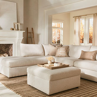 Beige Beckham sectional in living room