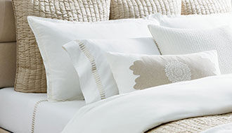 Beige and white bedding set