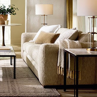 Beige sofa in living room