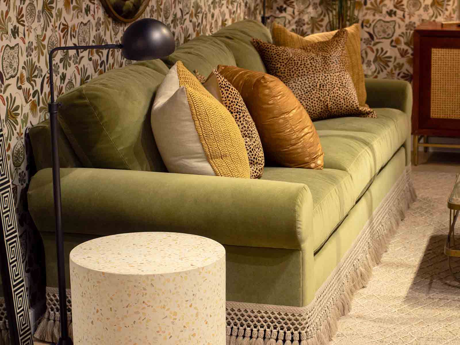 Velvet green sofa