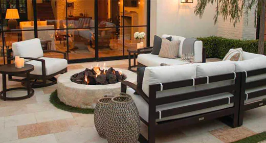 outdoor furniture with firepit
