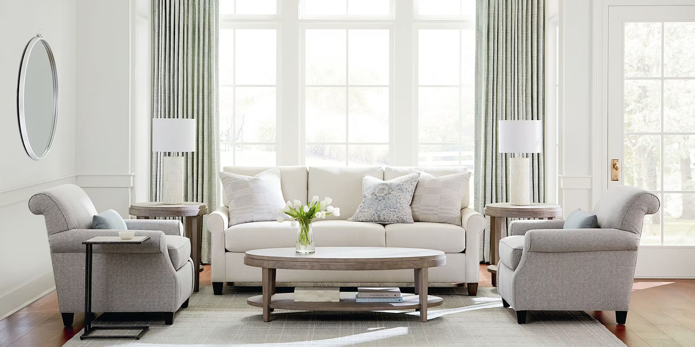 Julian Sofa in Neutral Tone with Accent Chairs and Occasional Tables Julian Sofa in Neutral Tone with Accent Chairs and Occasional Tables