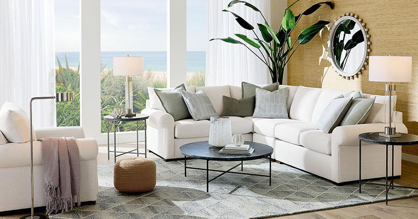 Hanover Sofa Shown with Multiple Lighting Sources