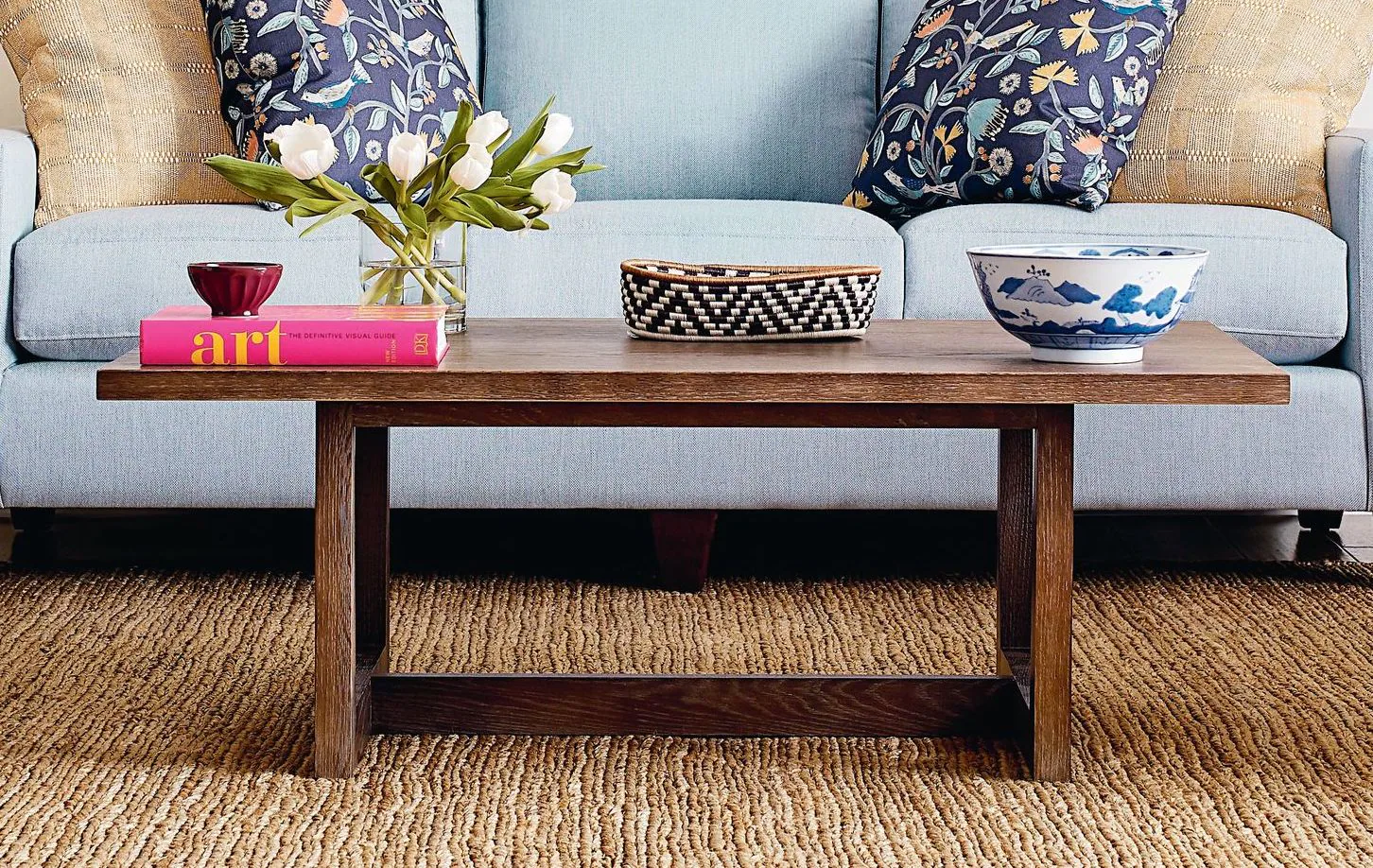 Blue Sofa with BenchMade Coffee Table