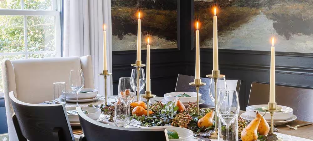 Dining table decorated for fall